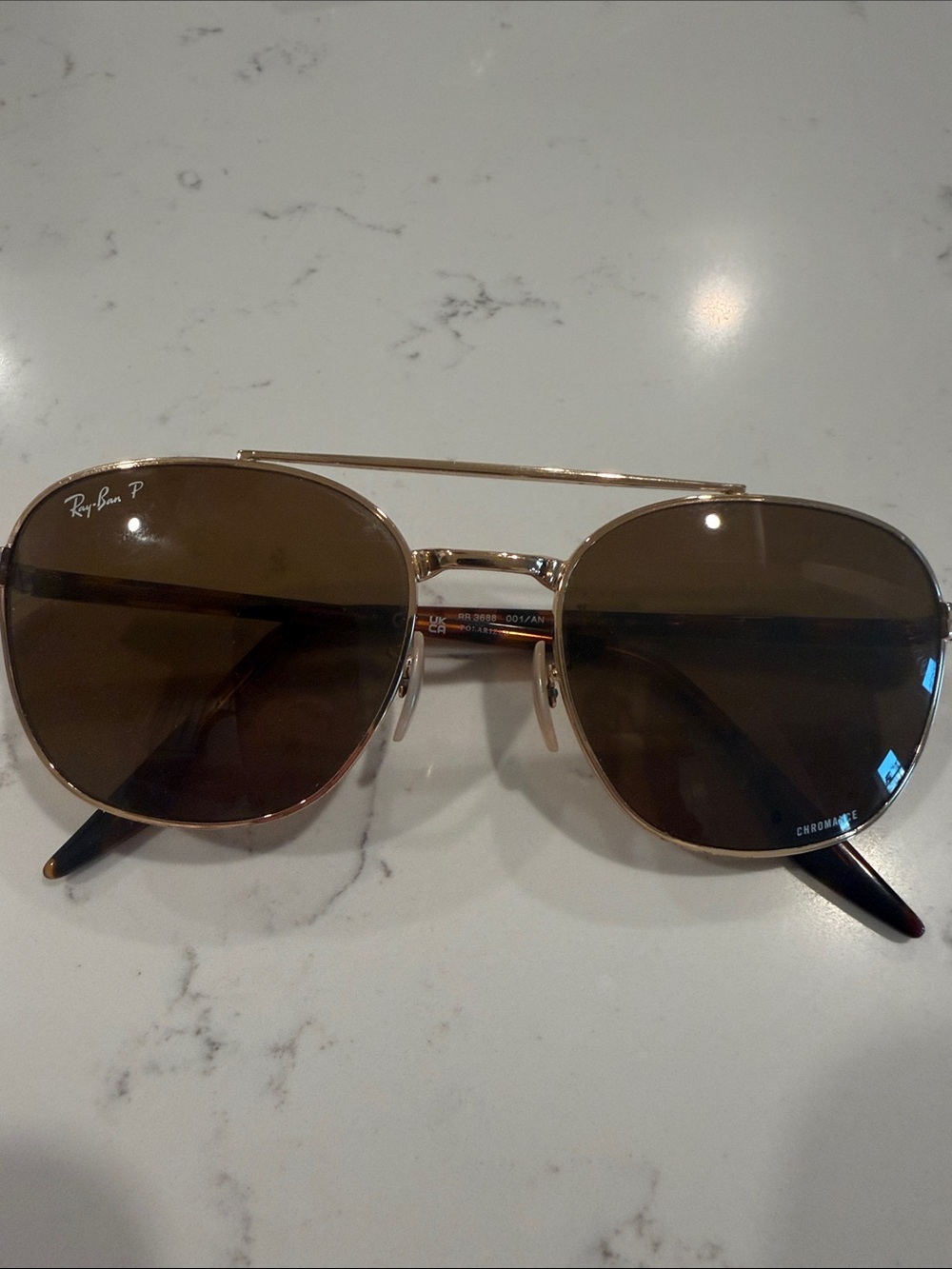 Ray-Ban Gold Frame Brown Lens Sunglasses Polarized Cromance